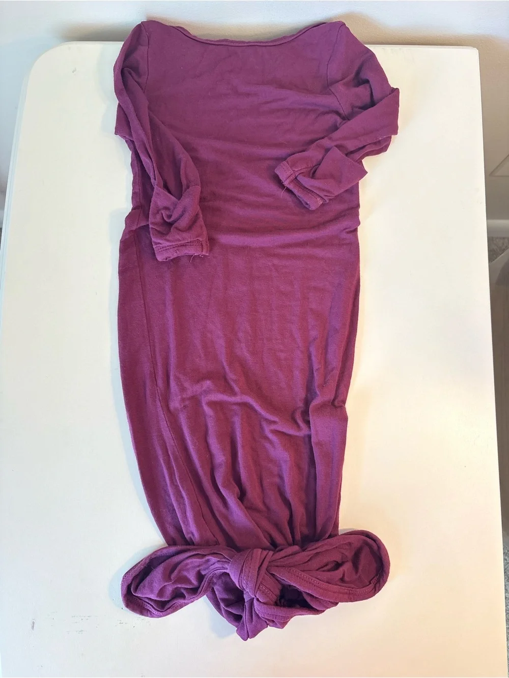 Baby Noah 3-6M Modal tie knot gown in Berry Pink
